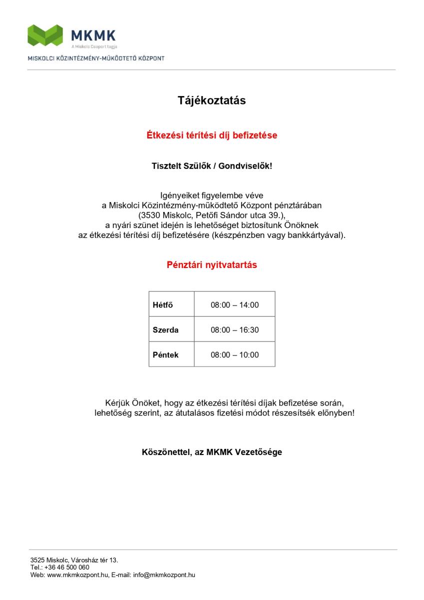 Tájékoztatás